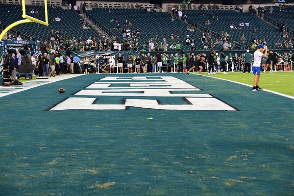 Lincoln Financial Field end zones feature new Eagles wordmark