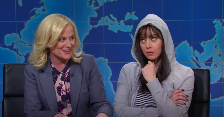 'Parks and Rec' costars Aubrey Plaza and Amy Poehler reunite during ...