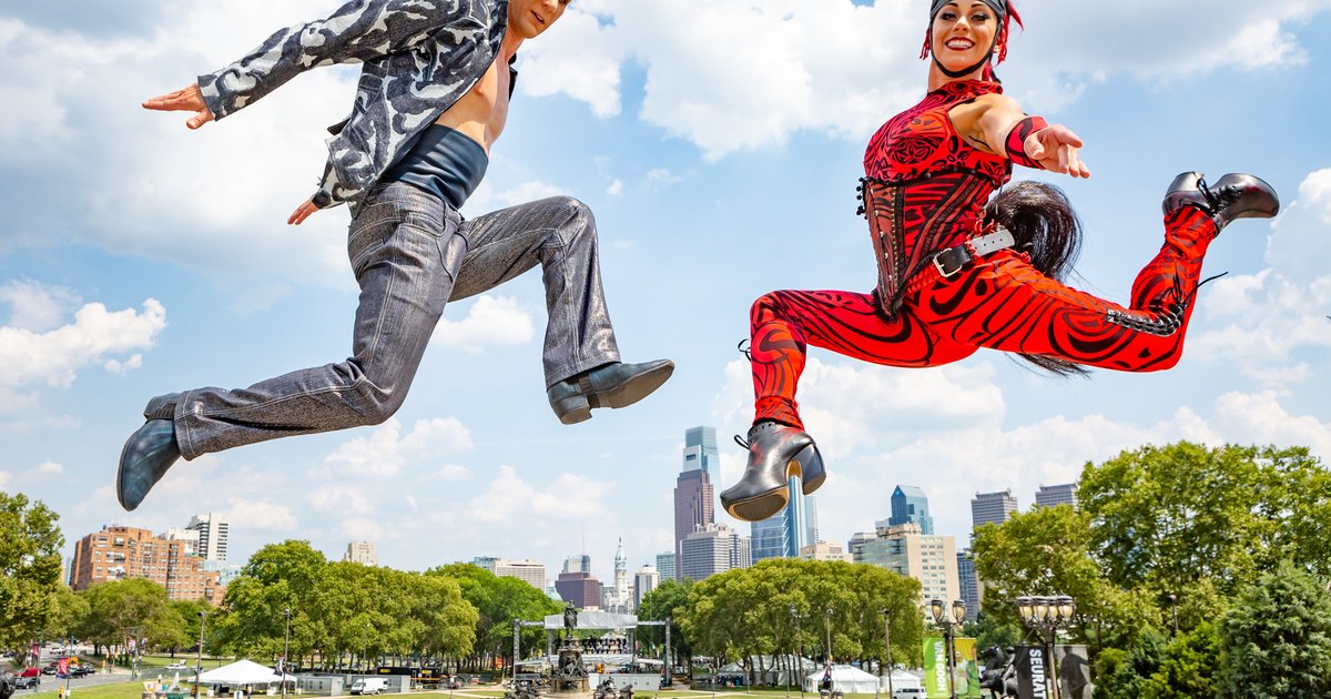 Cirque du Soleil acrobats tour the streets (and Rocky Steps) of