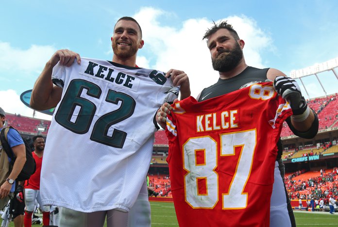 EJ Smith on X: Jason Kelce chugging a beer at the Phillies game:   / X