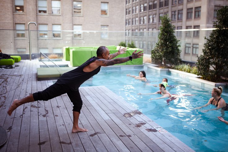 w philadelphia hotel wet deck pool yoga class