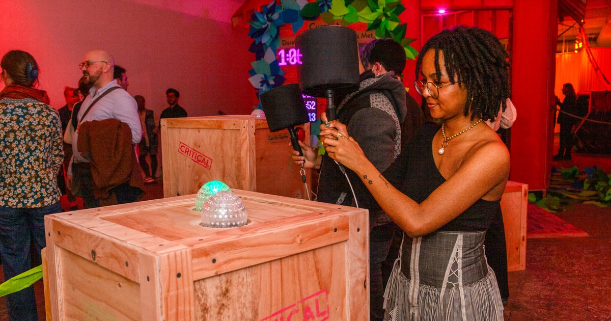 Interactive 'Group Hug' art exhibit at Fabric Workshop and Museum