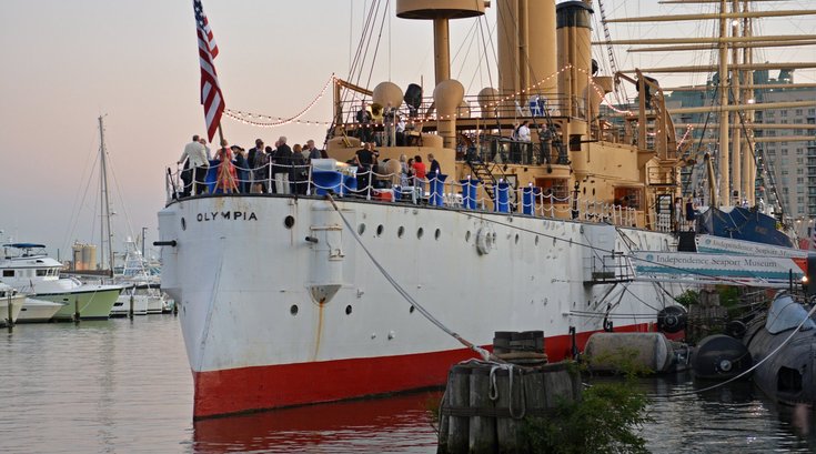 Admiral's Tavern beer garden on Cruiser Olympia