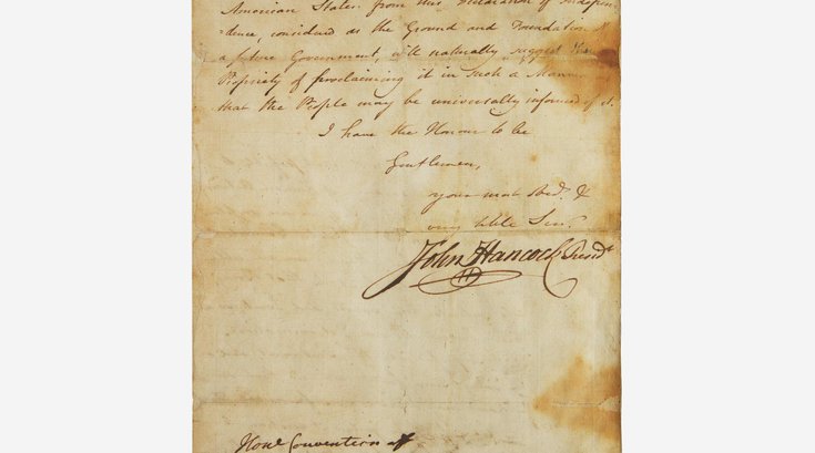 John Hancock letter auction