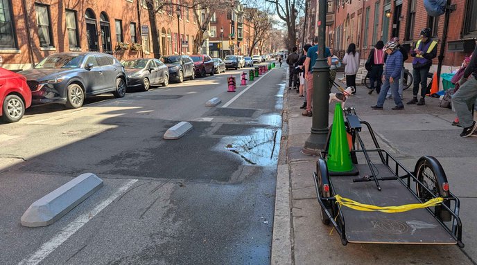 Bike lane concrete barriers