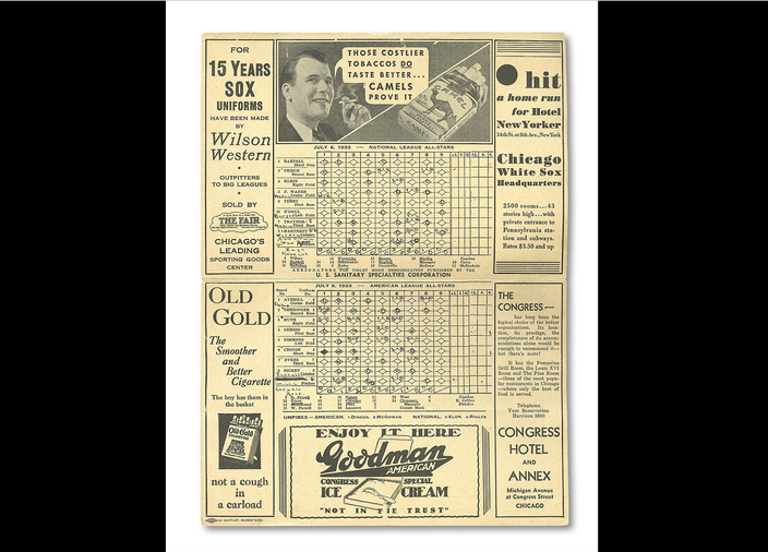 1933 All-Star Game Scorecard