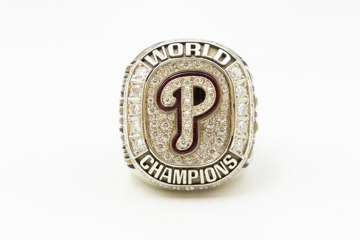 Phillies 2008 World Series championship ring set in diamonds.