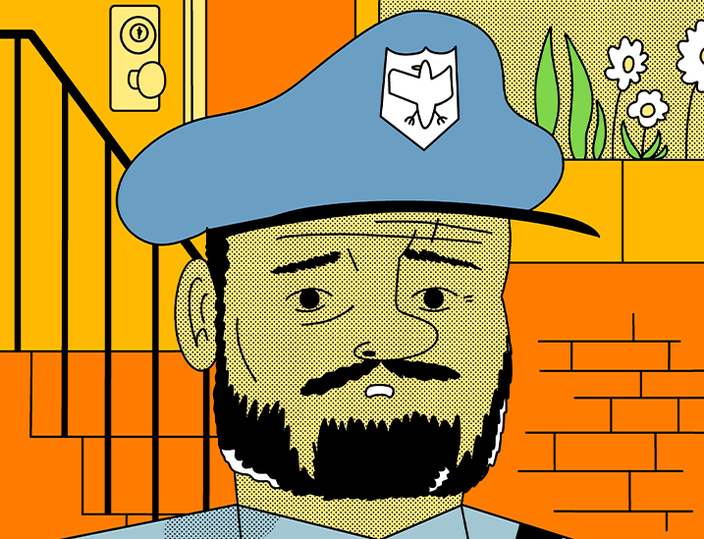Illustration of a PPA officer wearing a blue hat
