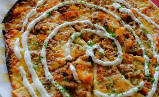Lucky Duck breakfast pizza