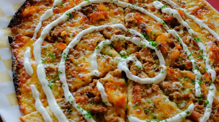Lucky Duck breakfast pizza