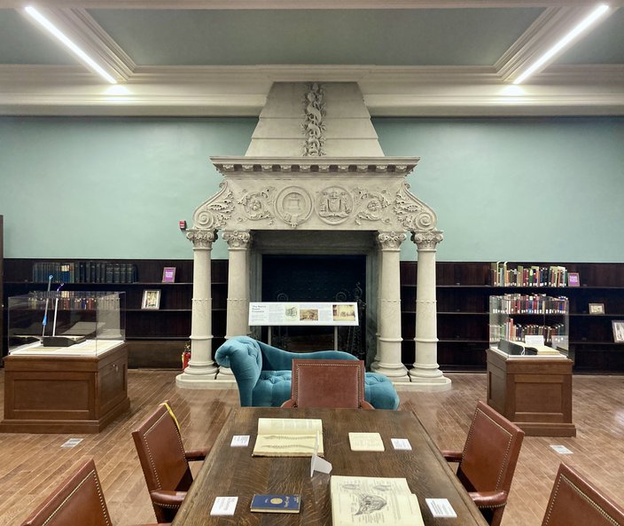 Mutter Museum library fireplace