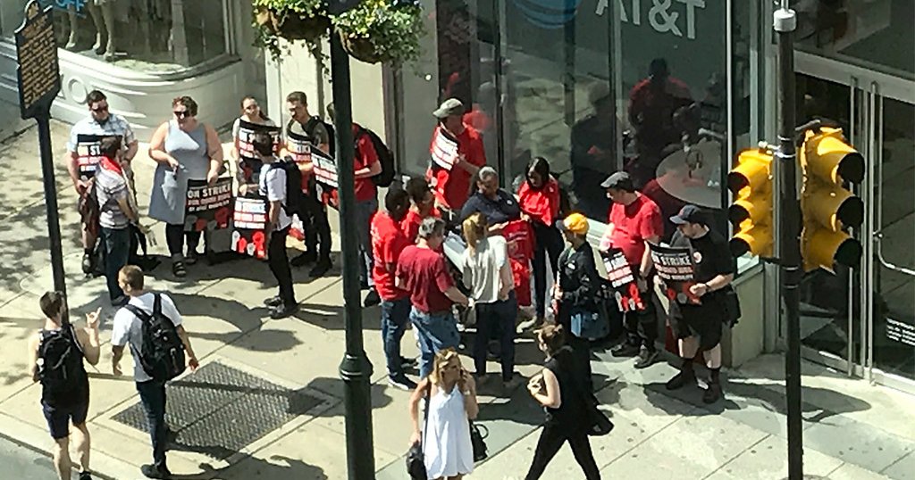 AT&T wireless workers go on strike in Philly, across nation | PhillyVoice
