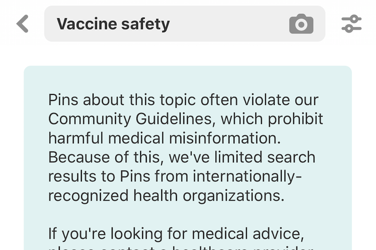 vaccine misinformation pinterest