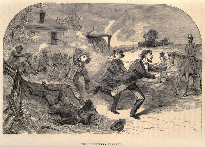 Black-and-white illustration of the Christiana Resistance of 1851