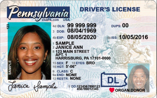 Current Pennsylvania Driver's License