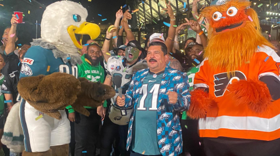 Guillermo Jimmy Kimmel Eagles game tailgate