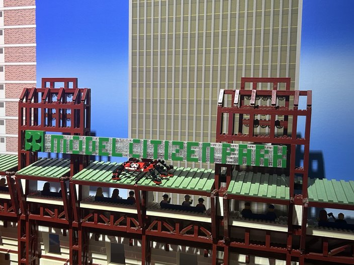Lego brick model of 'Model Citizen Park,' a version of Citizens Bank Park