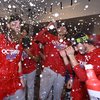Phillies celebrate playoff series win "Dancing On My Own"