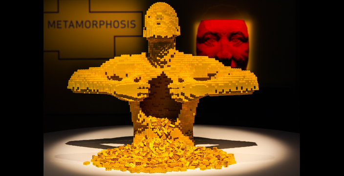 franklin institute lego sculpture yellow