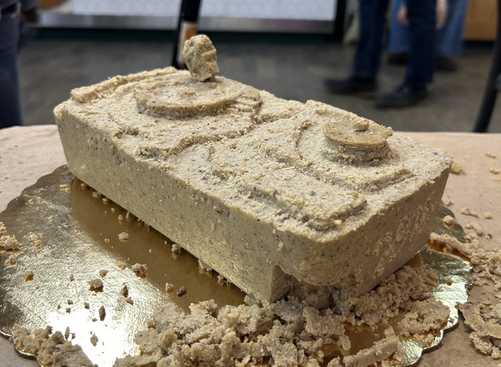 A sculpture of the original LOVE Park in Philadelphia made from scrapple