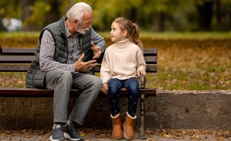 Grandfather Mentoring Grandkid