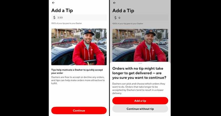 DoorDash warns customers who don't tip