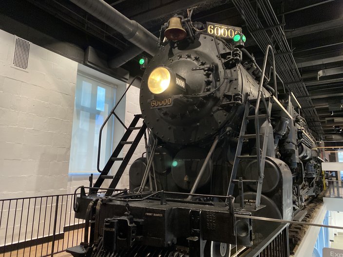 Front of a black steam locomotive train