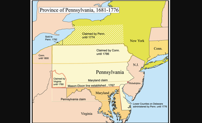 Pennsylvania Connecticut border map