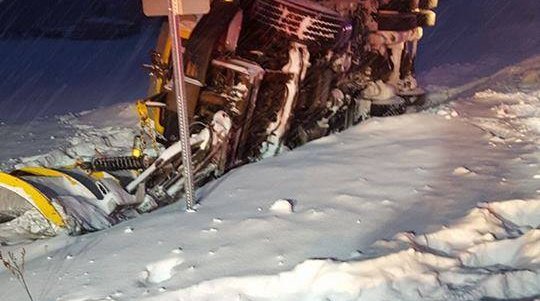 Plow truck overturned 