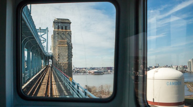 Stock_Carroll - Riding a PATCO train over the Benjamin Franklin Bridge