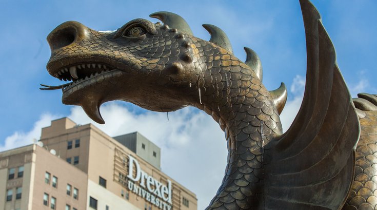 The Drexel Dragon on Drexel University's campus in Philadelphia.