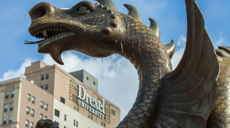 The Drexel Dragon on Drexel University's campus in Philadelphia.