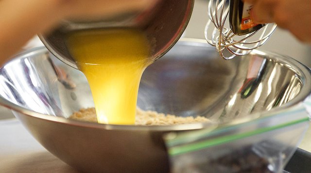 Butter being poured into bowl