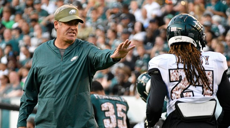 Doug Pederson Ronald Darby 3 - Philadelphia Eagles Training Camp Linc