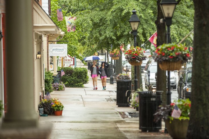 Downtown Haddonfield in the spring