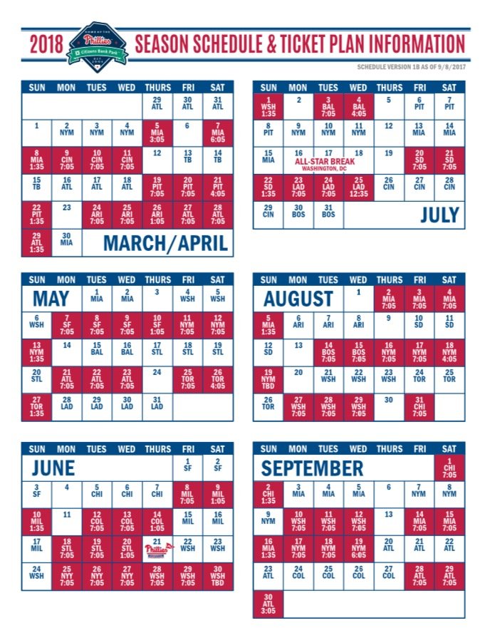 Tentative '18 schedule has Phillies opening on road, also bringing ...