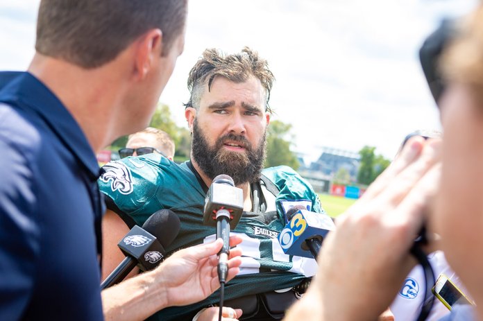 EJ Smith on X: Jason Kelce chugging a beer at the Phillies game:   / X