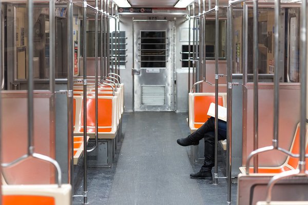 Train car with one person 