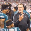 Carroll - Philadelphia Eagles Safety Tre Sullivan and defensive backs Coach Cory Undlin.
