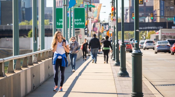 Pedestrians in Philadelphia Walking
