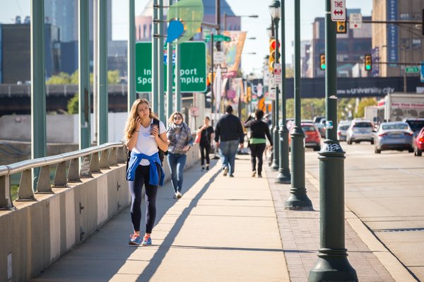 Pedestrians in Philadelphia Walking