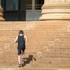 Exercising on the Art Museum Steps
