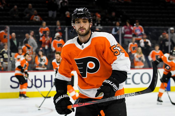 A Flyers' Hextall jersey was thrown on the ice during Jets