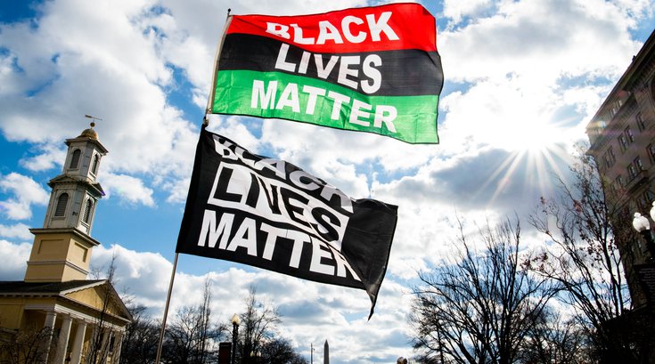 Black lives matter flags