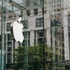 Apple logo on glass building