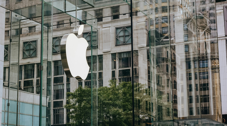 Apple logo on glass building