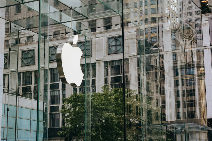Apple logo on glass building