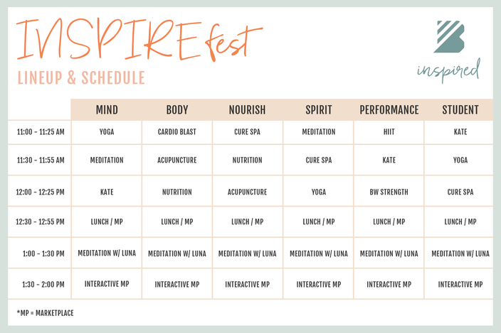 B Inspired's INSPIREfest lineup and schedule