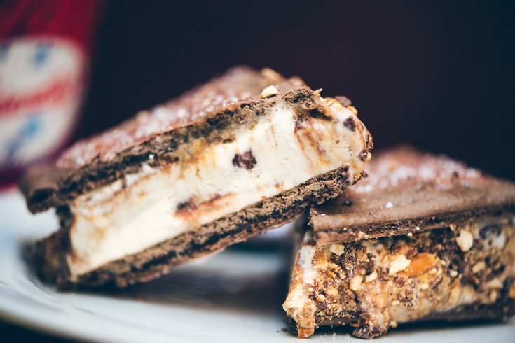 Friendly’s Candy Bar Ice Cream Sandwich Made with Frosted Fudge Pop-Tarts and Take 5 Candy Bar Crumbles