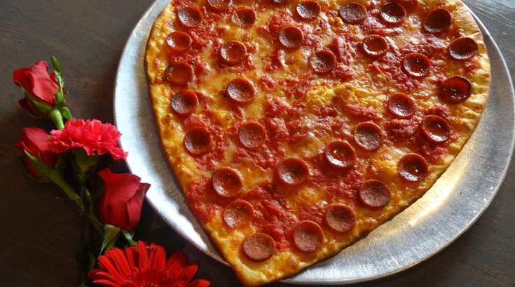 Heart-shaped pizza